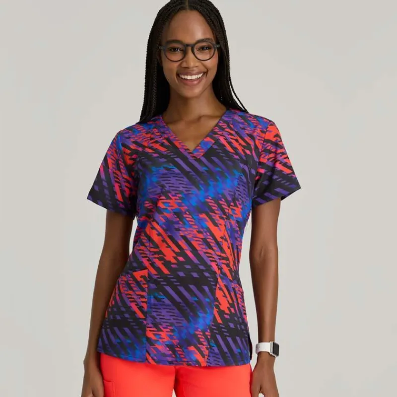 Barco One Scrub Tops*Women's Thrive Print Scrub Top Radiant Prism