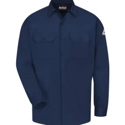 Bulwark Work Shirts | Flame Resistant Shirts*Men's Flame Resistant Long Sleeve Work Shirt Navy
