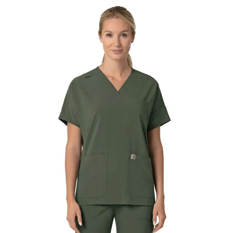 Carhartt Cross-Flex Scrub Tops*Carhartt Force Cross-Flex Women's Oversized V-Neck Scrub Top
