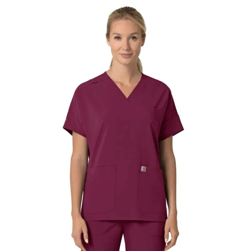 Carhartt Cross-Flex Scrub Tops*Carhartt Force Cross-Flex Women's Oversized V-Neck Scrub Top
