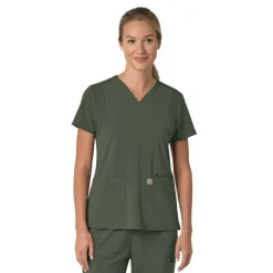 Carhartt Cross-Flex Scrub Tops*Carhartt Force Cross-Flex Women's Flex Panel Scrub Top