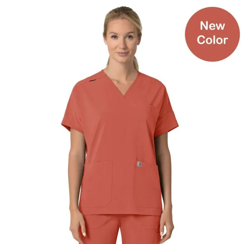 Carhartt Cross-Flex Scrub Tops*Carhartt Force Cross-Flex Women's Oversized V-Neck Scrub Top