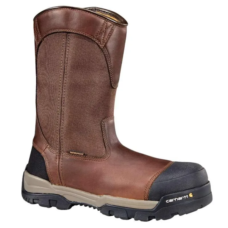 Carhartt Non-Slip Boots | Non-Steel Safety Toe*Ground Force Men's 10" Waterproof Composite Toe Wellington Boot Peanut Oil Tan