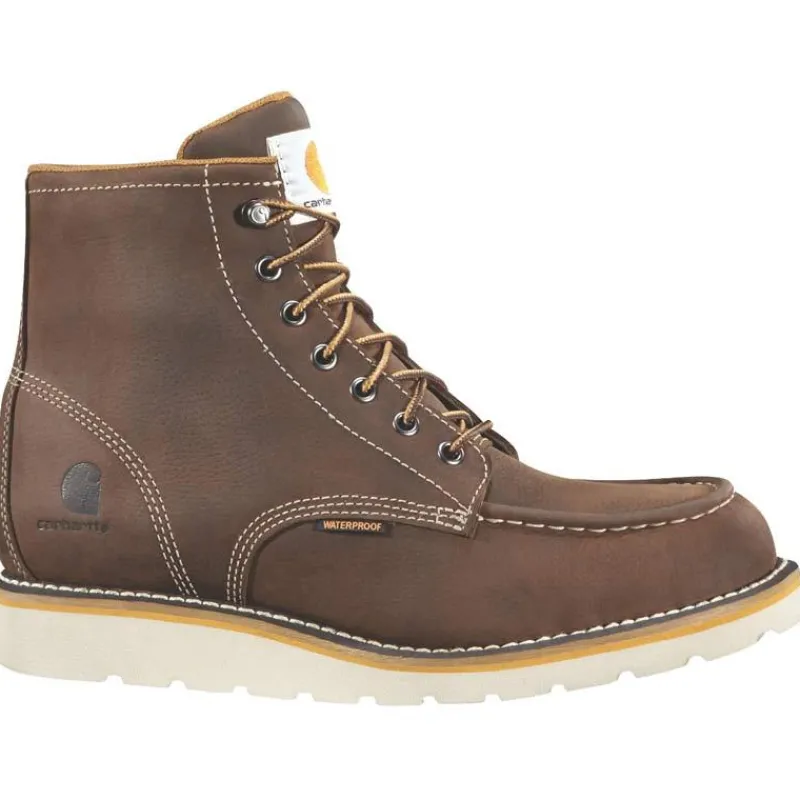 Carhartt Non-Slip Boots | Steel Toe*Men's 6" Waterproof Steel Toe Wedge Work Boot Dark Bison