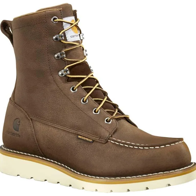 Carhartt Non-Slip Boots | Work Boots*Men's 8" Waterproof Moc Toe Wedge Brown Work Boot Dark Brown Oil Tanned