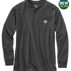 Carhartt Work Shirts*Men's Long Sleeve Pocket Henley Work Shirt