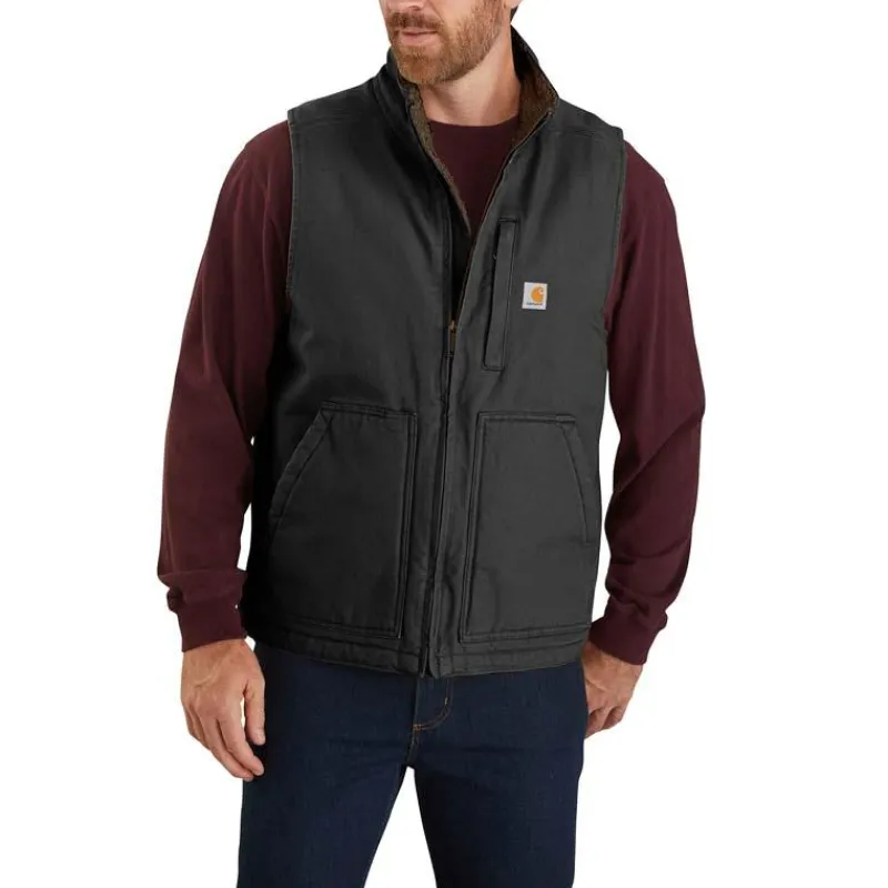 Carhartt Vests*Men's Washed Duck Sherpa Lined Mock Neck Vest