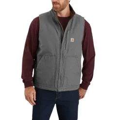 Carhartt Vests*Men's Washed Duck Sherpa Lined Mock Neck Vest