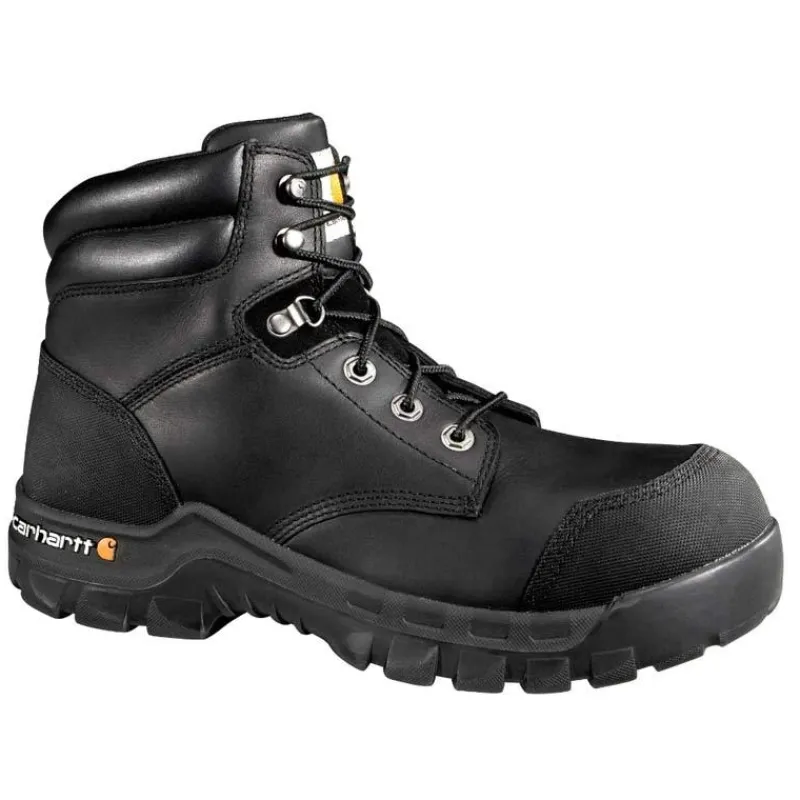 Carhartt Non-Slip Boots | Non-Steel Safety Toe*Rugged Flex Men's 6" Waterproof Composite Toe Work Boot Black