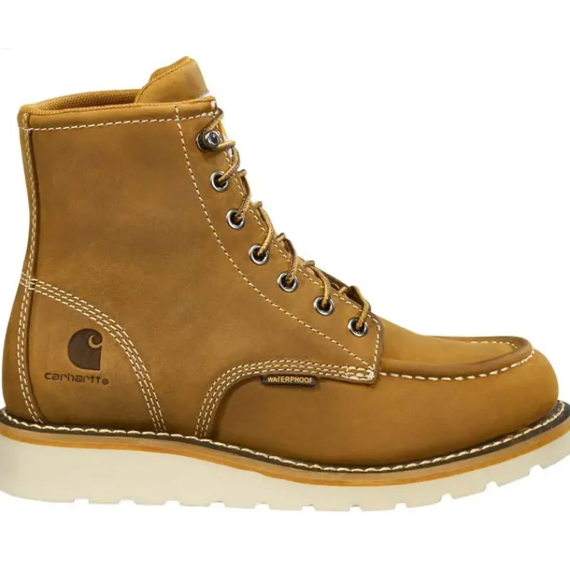 Carhartt Non-Slip Boots | Work Boots*Women's 6" Waterproof Soft Toe Moc Toe Wedge Work Boot Light Brown
