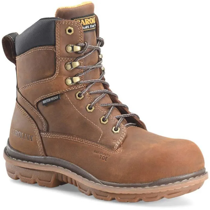 Carolina Non-Slip Boots | Non-Steel Safety Toe*Men's 8" Dormite Waterproof Composite Toe Work Boot Brown