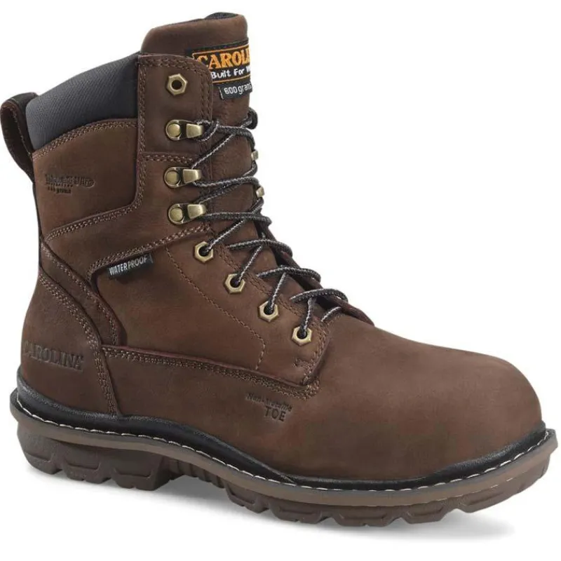 Carolina Non-Slip Boots | Non-Steel Safety Toe*Men's 8" Dormite Waterproof Insulated Composite Toe Work Boot Dark Brown