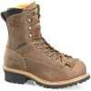 Carolina Non-Steel Safety Toe | Logger*Men's 8" Driller Waterproof Composite Toe Logger Boot Dark Brown