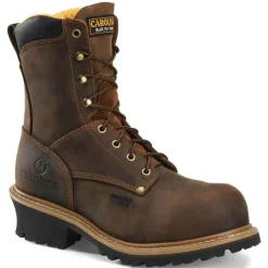 Carolina Non-Steel Safety Toe | Logger*Men's 8" Poplar Composite Toe Logger Boot Dark Brown
