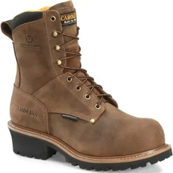 Carolina Logger*Men's 8" Poplar Waterproof Soft Toe Logger Brown Crazy Horse