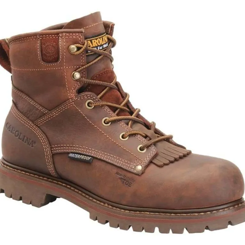Carolina Non-Steel Safety Toe | Work Boots*Men's 6" Waterproof Composite Toe Grizzly Boot Medium Brown