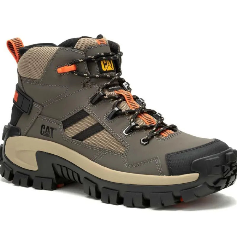 CAT Footwear Non-Slip Boots | Non-Steel Safety Toe*Caterpillar Men's Invader Mid Vent Composite Toe Work Hiker Bungee Cord