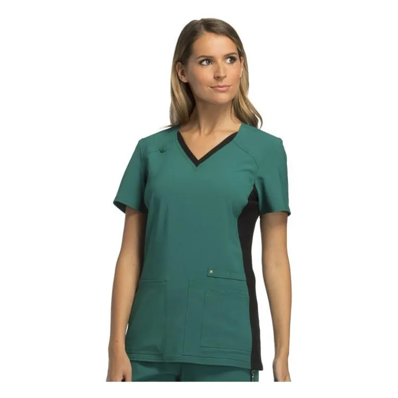 Cherokee Iflex Scrub Tops*Cherokee V Neck Knit Panel Scrub Top