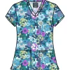 Cherokee Scrub Tops*Women's Print Scrub Top Vintage Garden