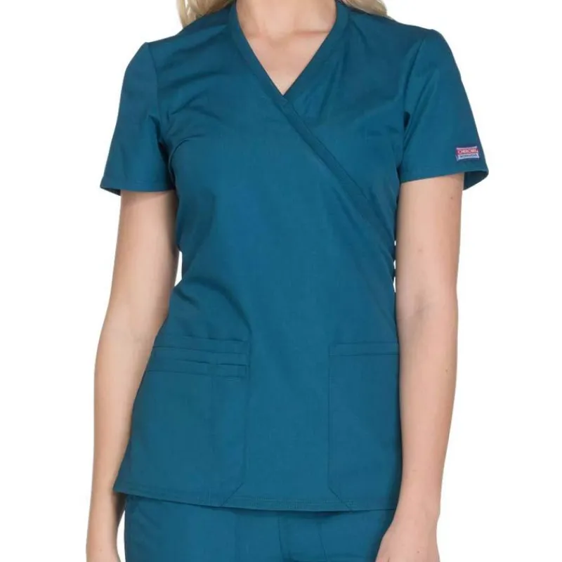 Cherokee Workwear Scrub Tops*Women's Mock Wrap Scrub Top