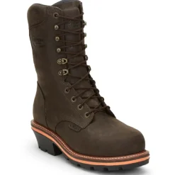 Chippewa Non-Slip Boots | Non-Steel Safety Toe*Men's 10" Thunderstruck Waterproof Composite Toe Logger Dark Brown