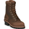 Chippewa Steel Toe | Logger*Men's 9" Waterproof Insulated Steel Toe Logger Boot Tan Crazy Horse