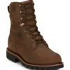 Chippewa Work Boots*Men's 8" Waterproof Insulated Soft Toe Work Boot Tan Crazy Horse