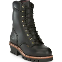 Chippewa Steel Toe | Logger*Men's 9" Waterproof Insulated Steel Toe Logger Boot Black Odessa