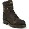 Chippewa Non-Steel Safety Toe | Work Boots*Men's 8-Inch WP Insulated Comp Toe EH Logger Boots Brown