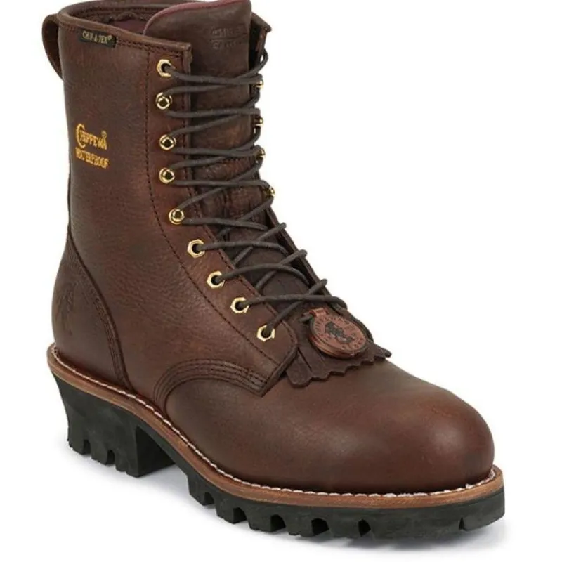 Chippewa Steel Toe | Logger*Men's 8-Inch WP Insulated Steel Toe Logger Boots Brown