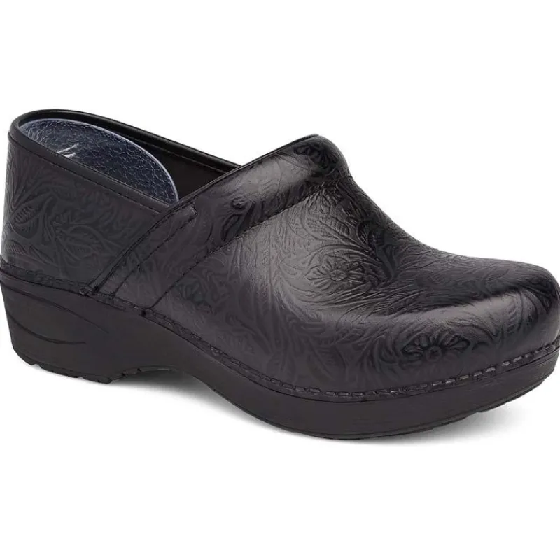 Dansko Footwear | Non-Slip Healthcare*Women's XP 2.0 Tooled Leather Clog Black Floral