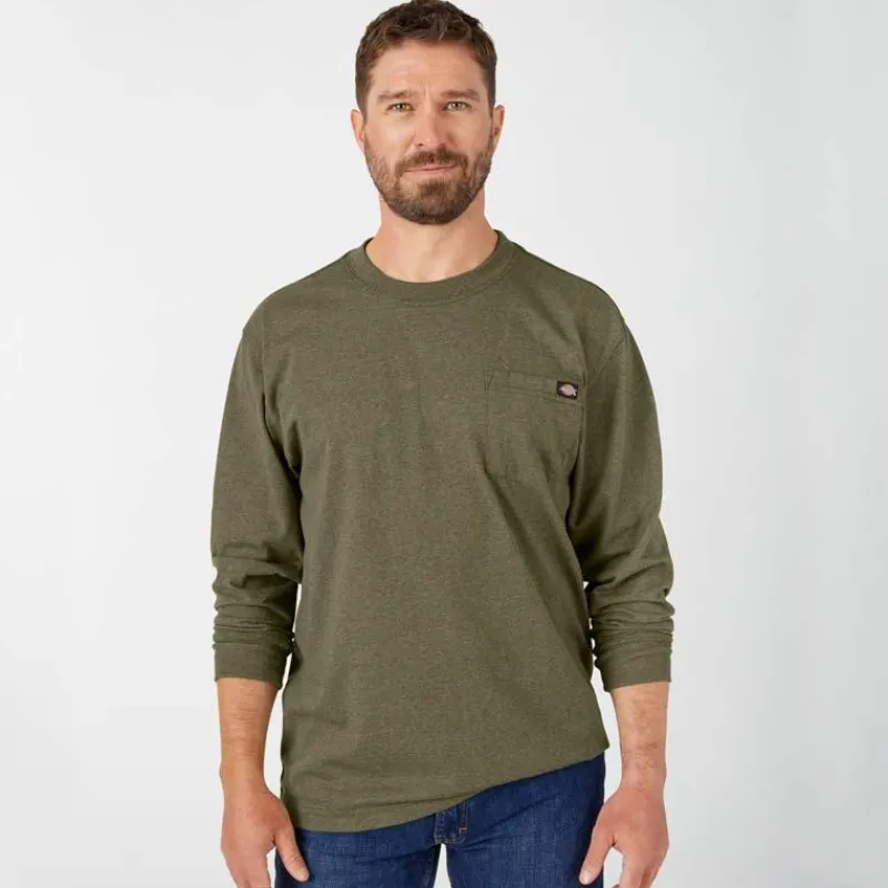 Dickies T-Shirts*Men's Long Sleeve Heathered Heavyweight Pocket Tee