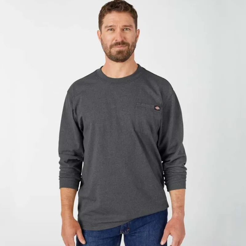 Dickies T-Shirts*Men's Long Sleeve Heathered Heavyweight Pocket Tee