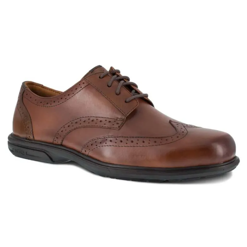 Florsheim Non-Slip Shoes | Oxfords*Work Men's Loedin Steel Toe ESD Wing Tip Dress Oxfor Brown