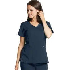 Grey's Anatomy Scrub Tops*+ Spandex Stretch Women's Mock Wrap Scrub Top