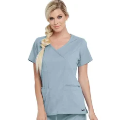 Grey's Anatomy Scrub Tops*+ Spandex Stretch Women's Mock Wrap Scrub Top