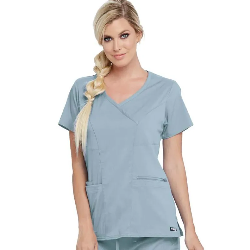 Grey's Anatomy Scrub Tops*+ Spandex Stretch Women's Mock Wrap Scrub Top