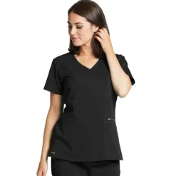 Grey's Anatomy Scrub Tops*+ Spandex Stretch Women's Mock Wrap Scrub Top
