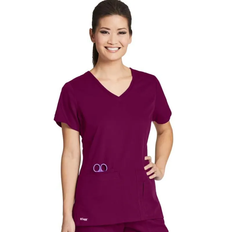 Grey's Anatomy Active Scrub Tops*Women's 4 Pocket V-Neck Side Panel Scrub Top