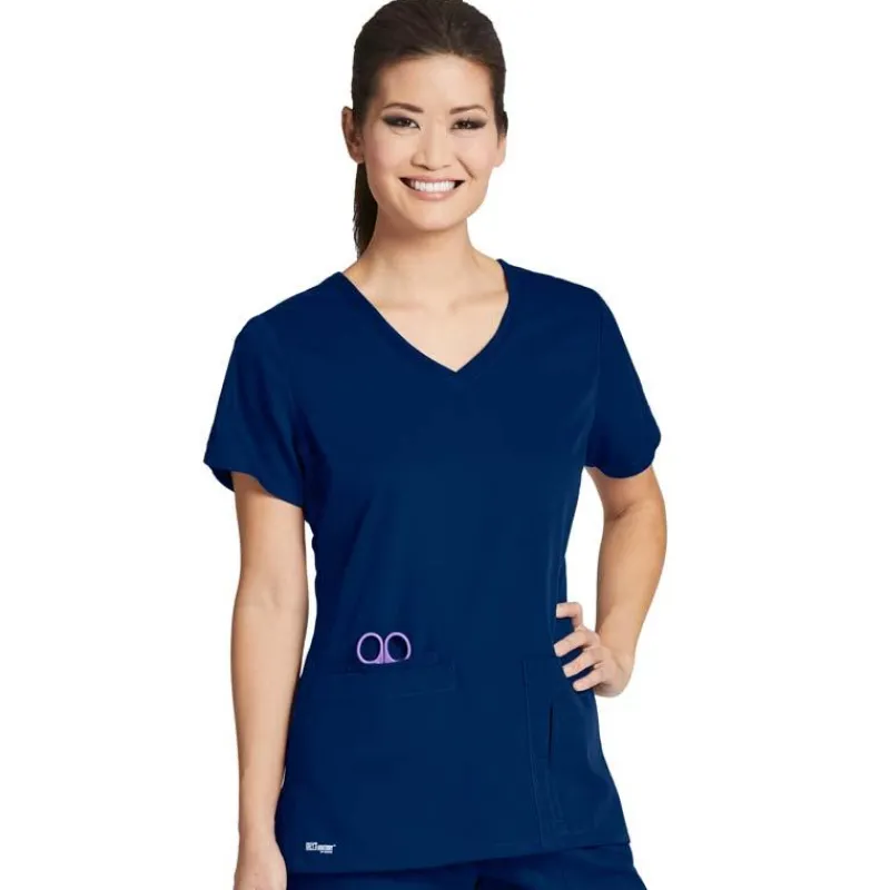 Grey's Anatomy Active Scrub Tops*Women's 4 Pocket V-Neck Side Panel Scrub Top