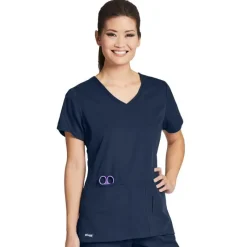 Grey's Anatomy Active Scrub Tops*Women's 4 Pocket V-Neck Side Panel Scrub Top