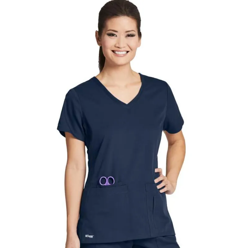 Grey's Anatomy Active Scrub Tops*Women's 4 Pocket V-Neck Side Panel Scrub Top