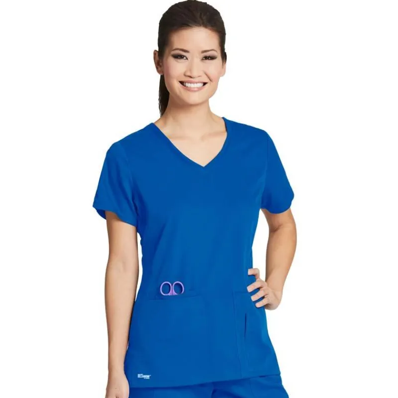 Grey's Anatomy Active Scrub Tops*Women's 4 Pocket V-Neck Side Panel Scrub Top