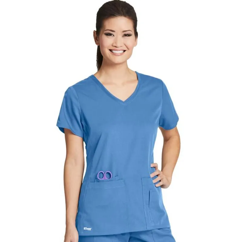 Grey's Anatomy Active Scrub Tops*Women's 4 Pocket V-Neck Side Panel Scrub Top