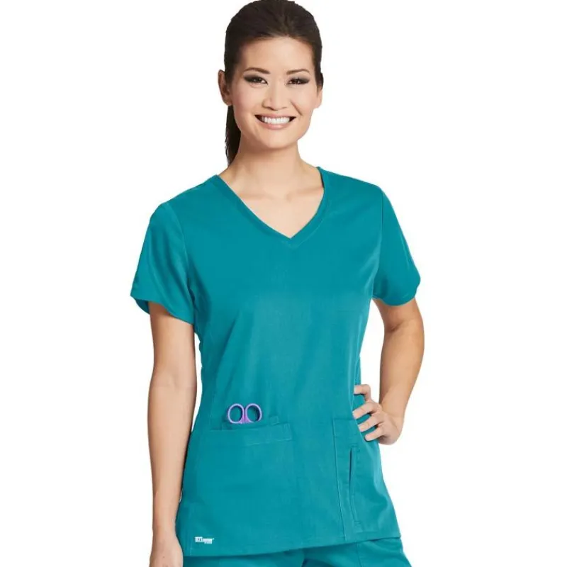 Grey's Anatomy Active Scrub Tops*Women's 4 Pocket V-Neck Side Panel Scrub Top