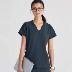 Grey's Anatomy Evolve Scrub Tops*Women's Banded V-Neck Scrub Top