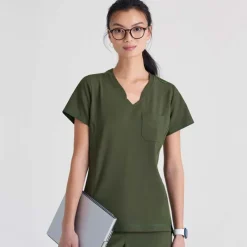 Grey's Anatomy Evolve Scrub Tops*Women's Banded V-Neck Scrub Top