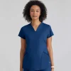 Grey's Anatomy Knits Scrub Tops*Grey's Anatomy Knit Stretch Women's Define V-Notch Neck Scrub Top