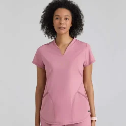 Grey's Anatomy Knits Scrub Tops*Grey's Anatomy Knit Stretch Women's Define V-Notch Neck Scrub Top