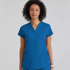 Grey's Anatomy Knits Scrub Tops*Grey's Anatomy Knit Stretch Women's Define V-Notch Neck Scrub Top